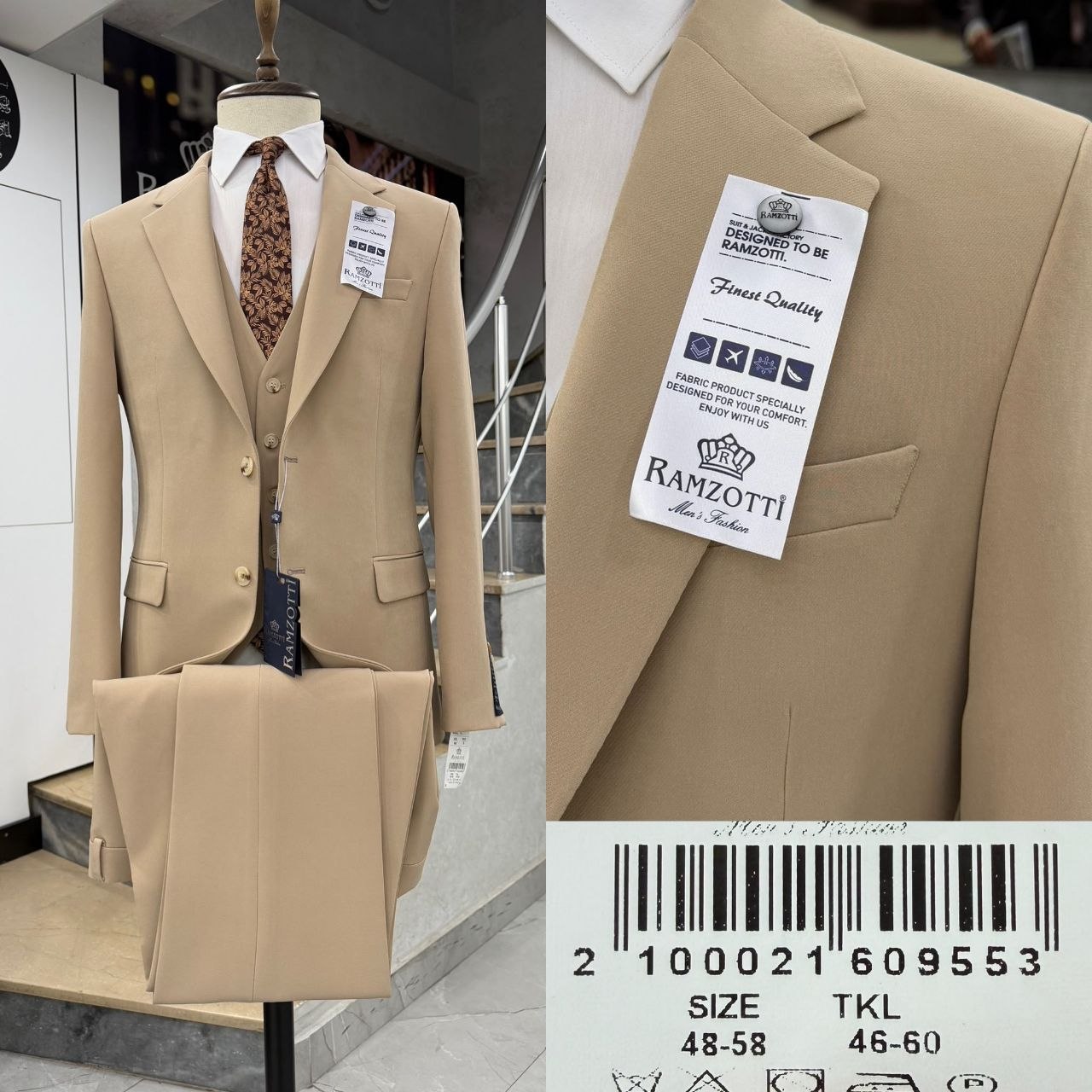 Camel three-piece corporate suit